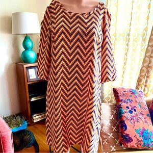 Vintage Chevron Patterned Dress